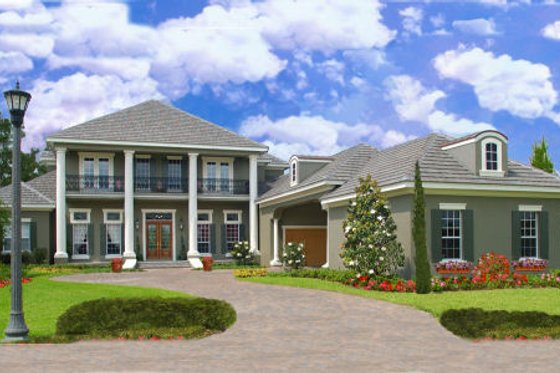 Exterior - Front Elevation for Southern House Plan #135-185 - 5 bed, 4.5 bath