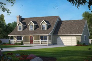 Colonial Exterior - Front Elevation Plan #100-225