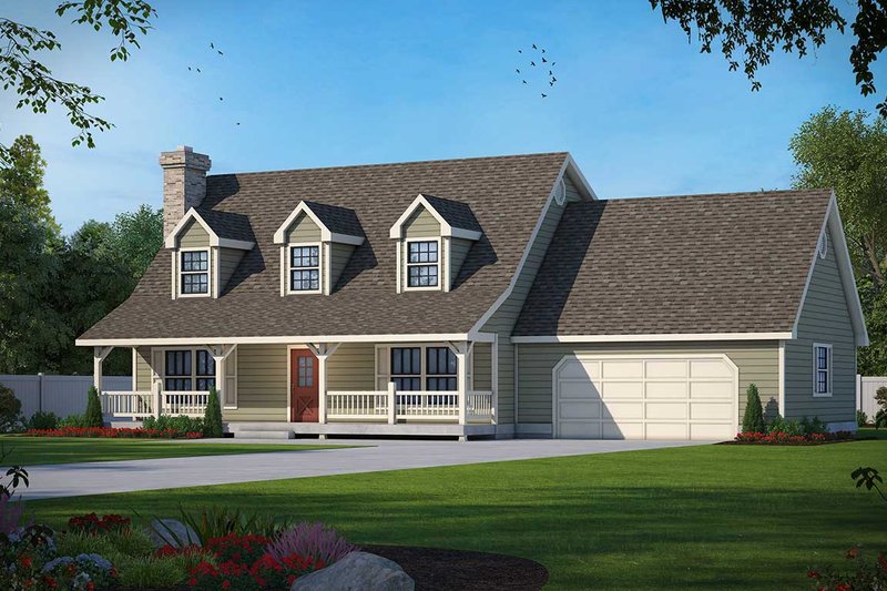 Colonial Style House Plan - 3 Beds 2.5 Baths 1986 Sq/Ft Plan #100-225 Exterior