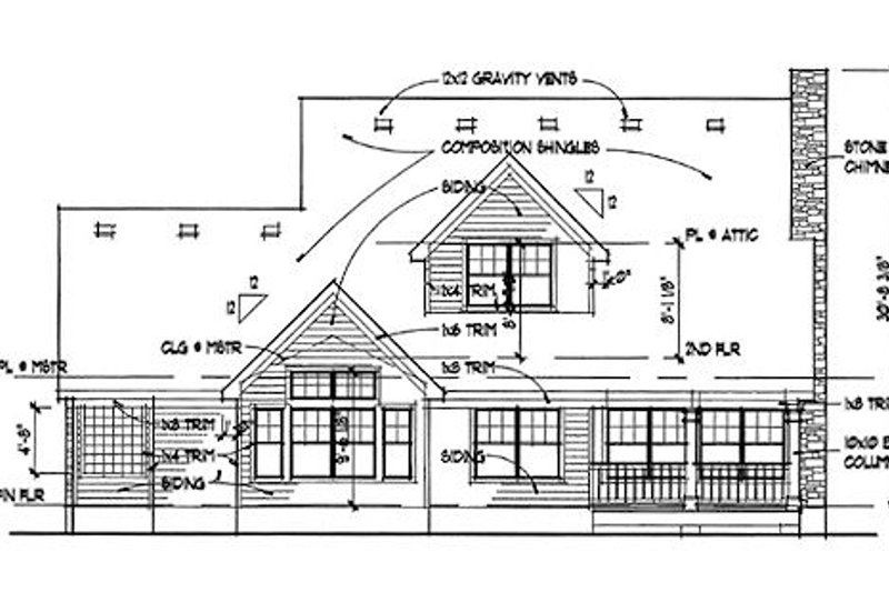 Home Plan - Exterior - Rear Elevation for Southern House Plan #120-157 - 3 bed, 3 bath