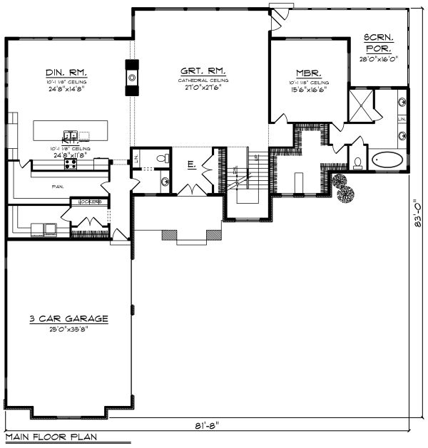 House Blueprint - Craftsman Floor Plan - Main Floor Plan #70-1292