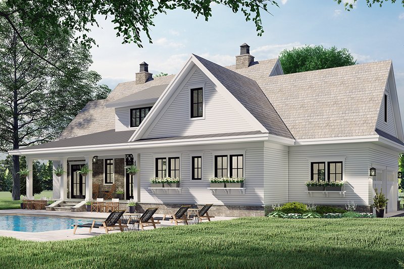 House Blueprint - Exterior - Rear Elevation for Farmhouse House Plan #51-1162 - 4 bed, 3.5 bath