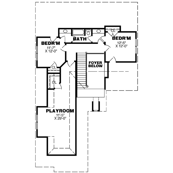 Architectural House Design - European Floor Plan - Upper Floor Plan #34-195
