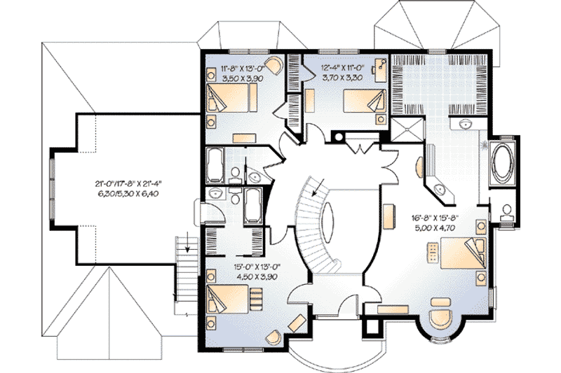 Home Plan - Floor Plan - Upper Floor for European House Plan #23-412 - 4 bed, 3.5 bath