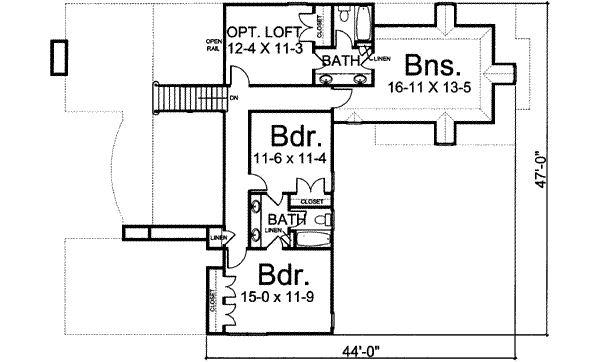 Colonial Floor Plan - Upper Floor Plan #119-143