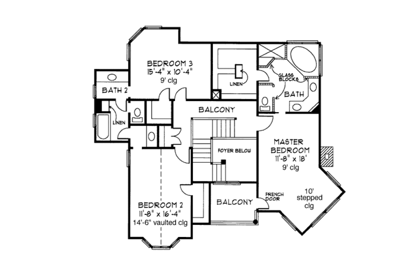 Home Plan - Floor Plan - Upper Floor for Bungalow House Plan #410-236 - 3 bed, 2.5 bath
