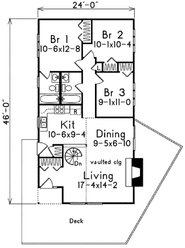 House Design - Cottage Floor Plan - Main Floor Plan #57-498