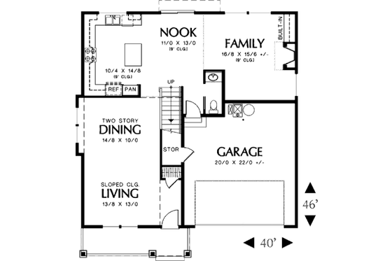 Floor Plan - Main Floor for Craftsman House Plan #48-387 - 4 bed, 2.5 bath