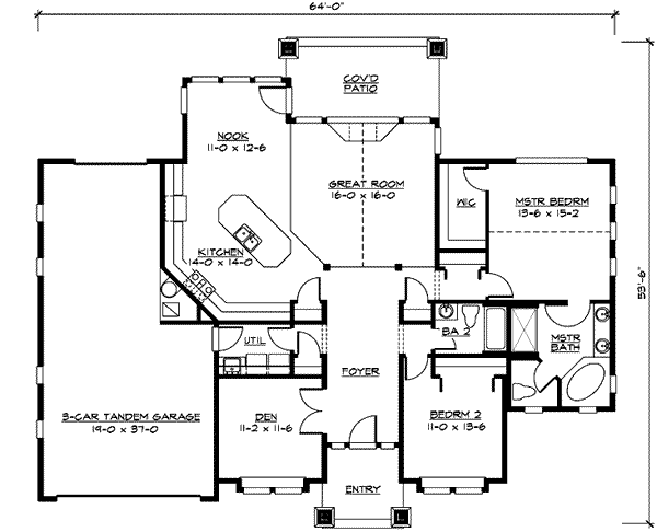 Craftsman Floor Plan - Main Floor Plan #132-101