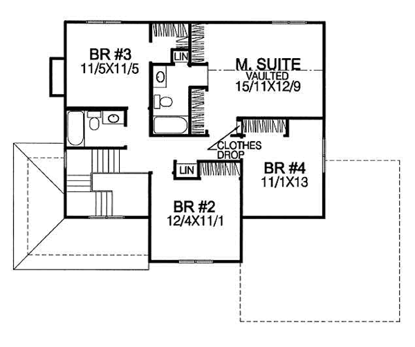 Home Plan - Traditional Floor Plan - Upper Floor Plan #50-229