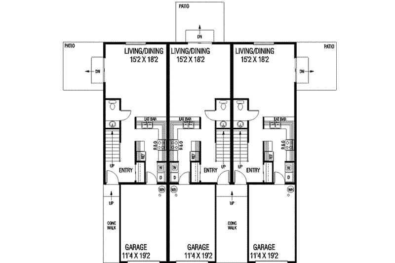 Home Plan - Floor Plan - Main Floor for Traditional House Plan #60-590 - 2 bed, 1.5 bath