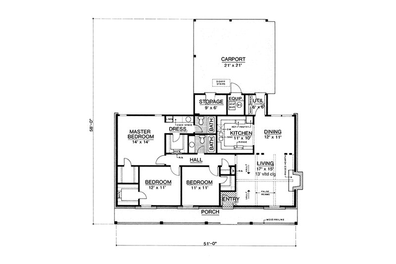House Plan Design - Floor Plan - Main Floor for Country House Plan #45-429 - 3 bed, 2 bath