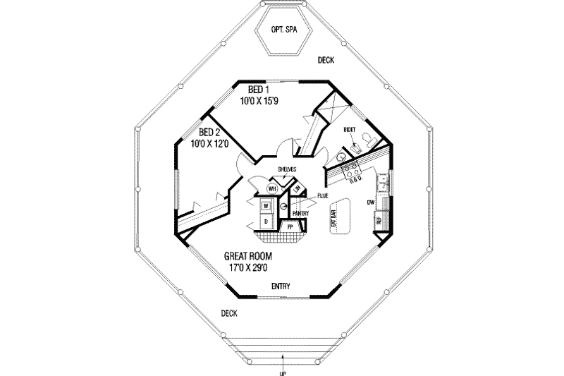 Dream House Plan - Floor Plan - Main Floor for Cottage House Plan #60-576 - 2 bed, 1 bath