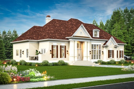 Exterior - Front Elevation 6 for European House Plan #119-257 - 4 bed, 3.5 bath