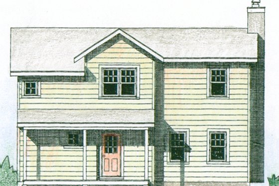 Exterior - Front Elevation for Farmhouse House Plan #510-3 - 2 bed, 1.5 bath