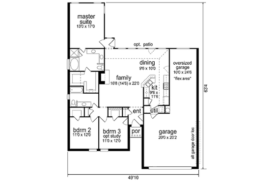 Floor Plan - Main Floor for Traditional House Plan #84-308 - 3 bed, 2 bath