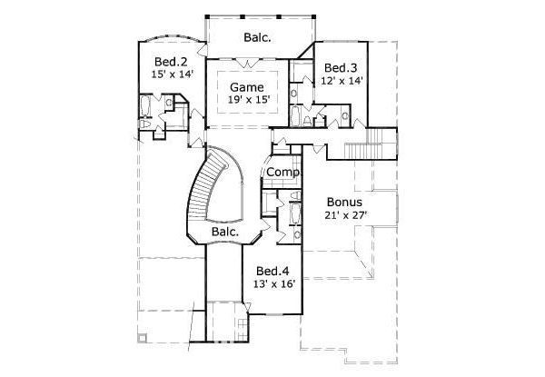 European Floor Plan - Upper Floor Plan #411-225