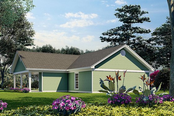 Exterior - Rear Elevation for Ranch House Plan #923-216 - 3 bed, 2 bath