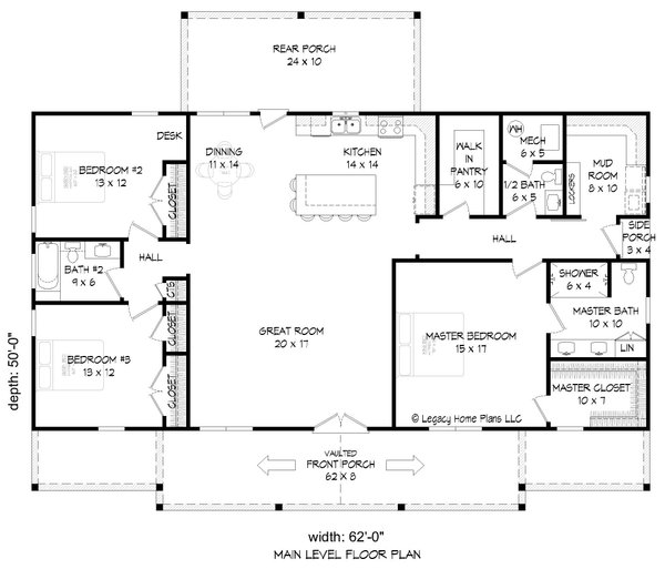 Southern Floor Plan - Main Floor Plan #932-774