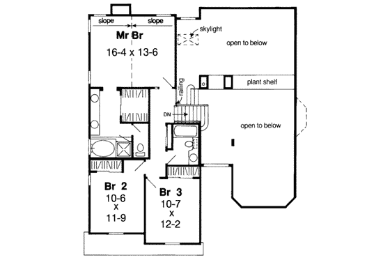 Floor Plan - Upper Floor for Traditional House Plan #312-340 - 3 bed, 2.5 bath