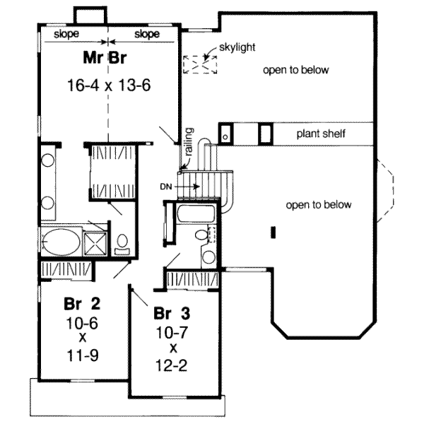 Traditional Floor Plan - Upper Floor Plan #312-340