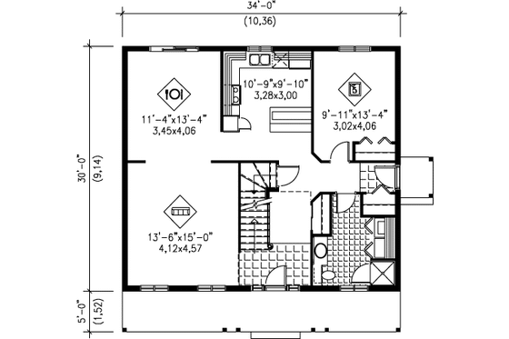 Floor Plan - Main Floor for Colonial House Plan #25-4237 - 5 bed, 2 bath