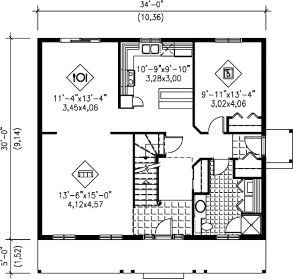 Colonial Style House Plan - 5 Beds 2 Baths 2040 Sq/Ft Plan #25-4237 ...