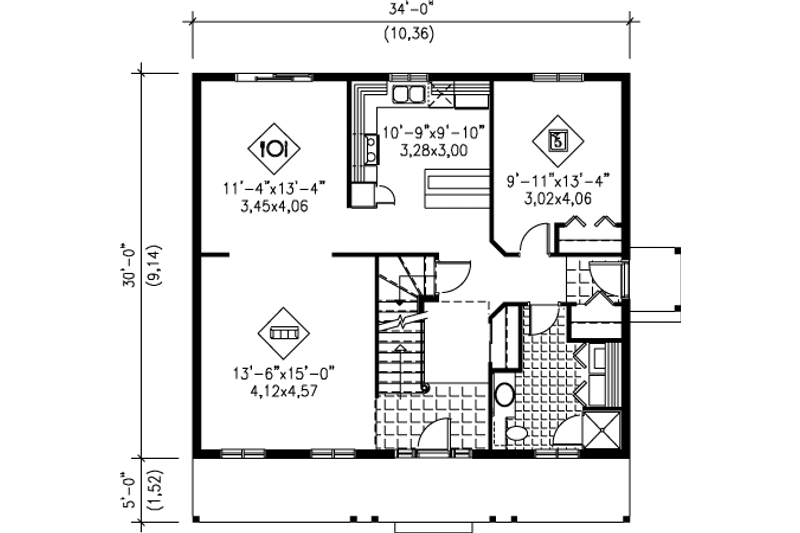 Dream House Plan - Floor Plan - Main Floor for Colonial House Plan #25-4237 - 5 bed, 2 bath