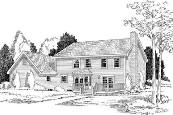 Exterior - Rear Elevation for Colonial House Plan #312-814 - 3 bed, 3 bath