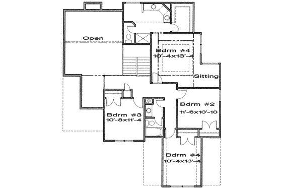 Floor Plan - Upper Floor for Traditional House Plan #6-135 - 4 bed, 2.5 bath
