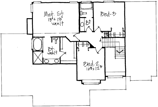 Traditional Floor Plan - Upper Floor Plan #308-117