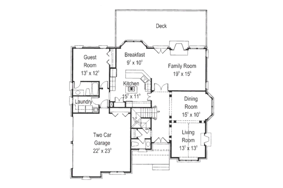 Floor Plan - Main Floor for Tudor House Plan #429-14 - 4 bed, 3.5 bath