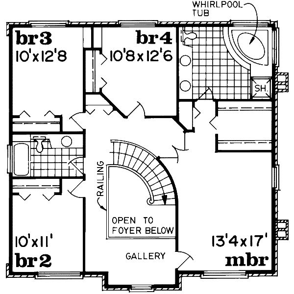 Colonial Floor Plan - Upper Floor Plan #47-555