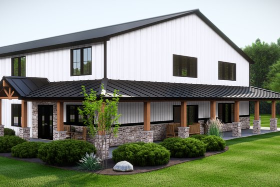 Exterior - Covered Porch for Barndominium House Plan #1064-292 - 3 bed, 2.5 bath