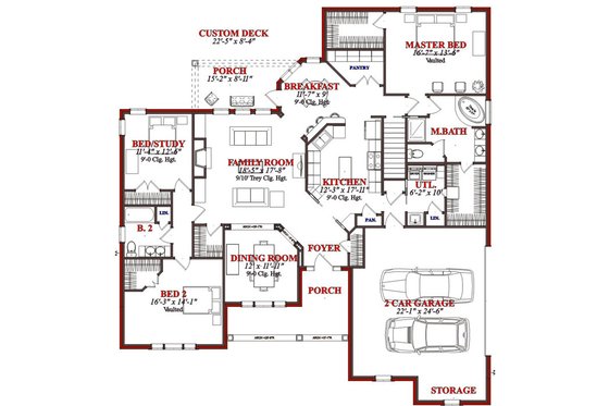 Floor Plan - Main Floor for Traditional House Plan #63-194 - 4 bed, 3 bath