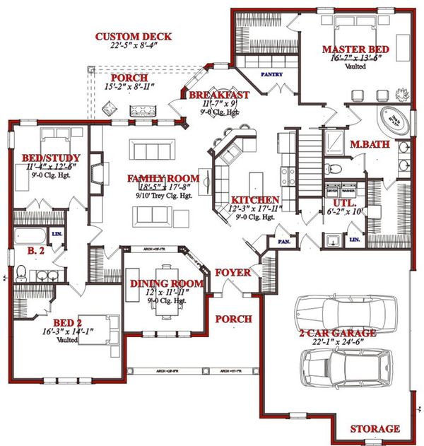 Traditional Floor Plan - Main Floor Plan #63-194