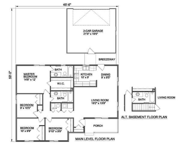Ranch Floor Plan - Main Floor Plan #116-302