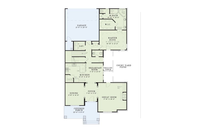 House Design - Floor Plan - Main Floor for Craftsman House Plan #17-2063 - 3 bed, 2.5 bath