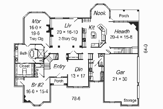 Floor Plan - Main Floor for European House Plan #329-323 - 5 bed, 4.5 bath