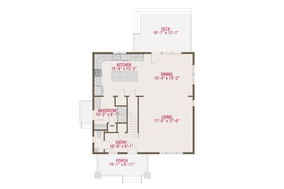 Floor Plan - Main Floor for Craftsman House Plan #461-50 - 3 bed, 2.5 bath