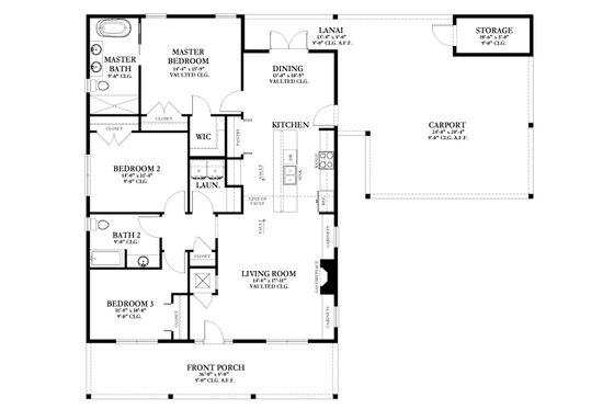 Floor Plan - Main Floor for Traditional House Plan #1058-213 - 3 bed, 2 bath