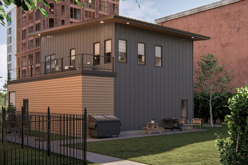 House Blueprint - Exterior - Rear Elevation for Modern House Plan #455-336 - 1 bed, 1.5 bath