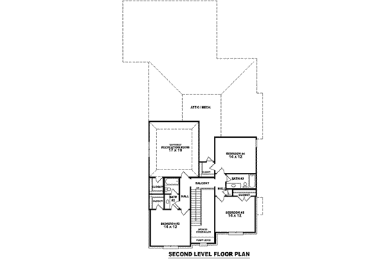 Floor Plan - Upper Floor for European House Plan #81-1112 - 3 bed, 2.5 bath