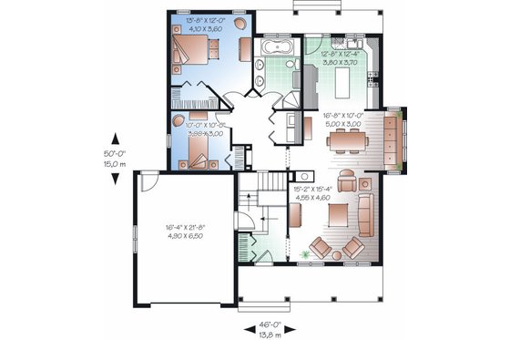 Floor Plan - Main Floor for Traditional House Plan #23-794 - 2 bed, 1 bath