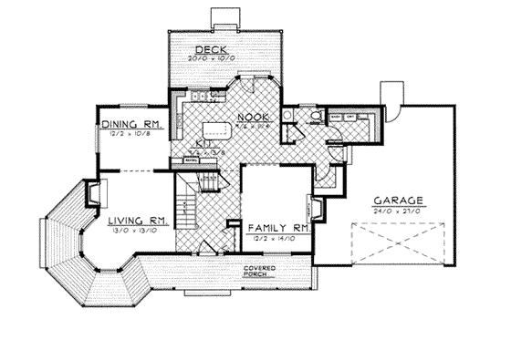 Floor Plan - Main Floor for Victorian House Plan #100-222 - 5 bed, 2.5 bath