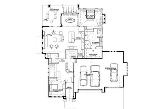 Floor Plan - Main Floor for Ranch House Plan #1069-5 - 2 bed, 2 bath
