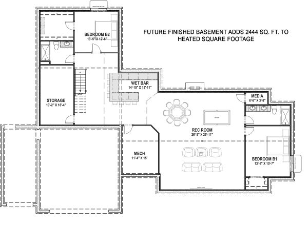 House Blueprint - Farmhouse Floor Plan - Lower Floor Plan #1069-19