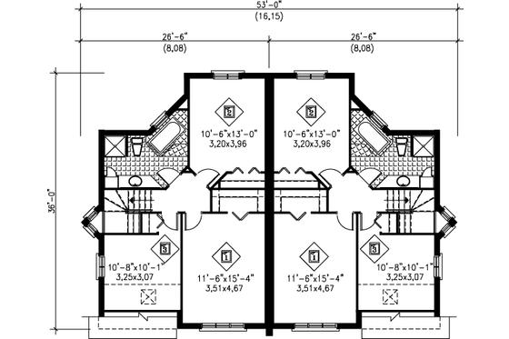 Floor Plan - Upper Floor for Modern House Plan #25-321 - 3 bed, 1.5 bath