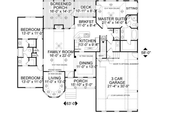 Floor Plan - Main Floor for Country House Plan #56-151 - 3 bed, 2.5 bath