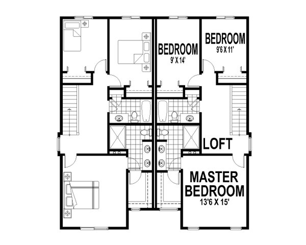 Contemporary Floor Plan - Upper Floor Plan #112-253